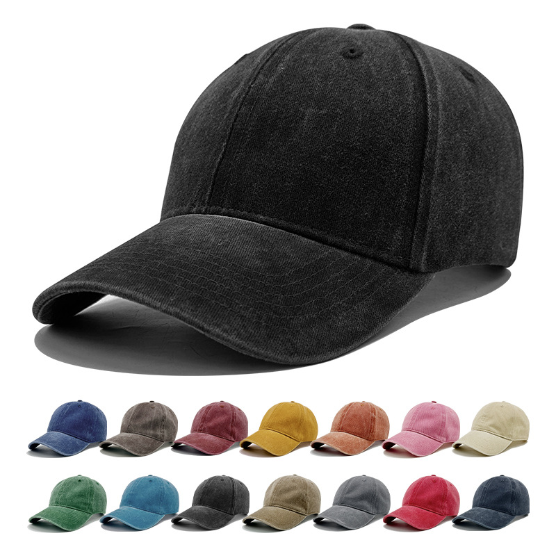 Pure cotton old washed baseball cap soft top solid color cap